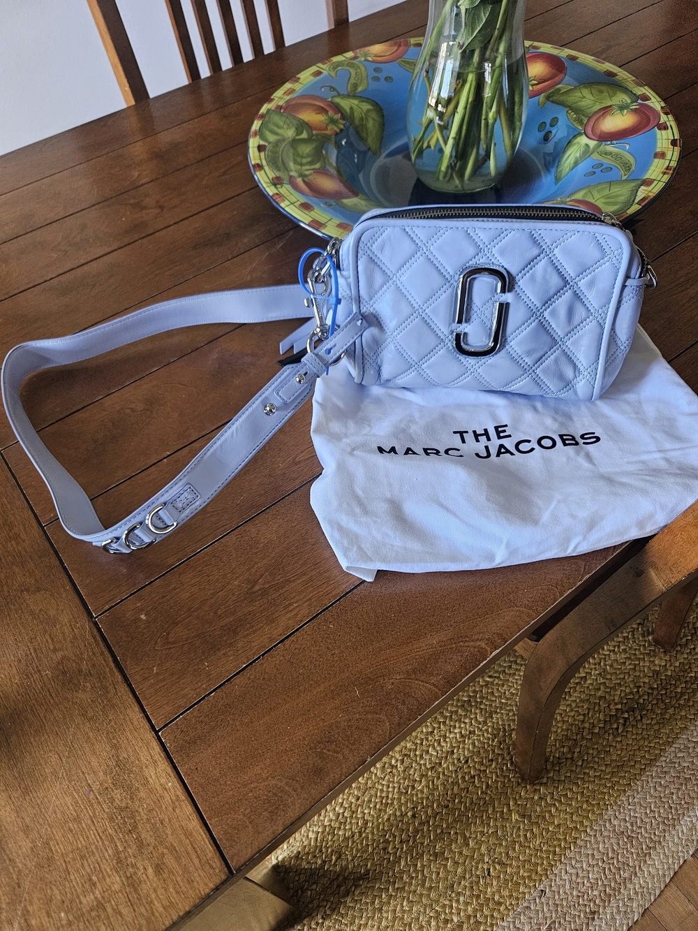 Marc Jacobs O Leather Quilted Softshot Crossbody  Crossbody Bag in Light Blue